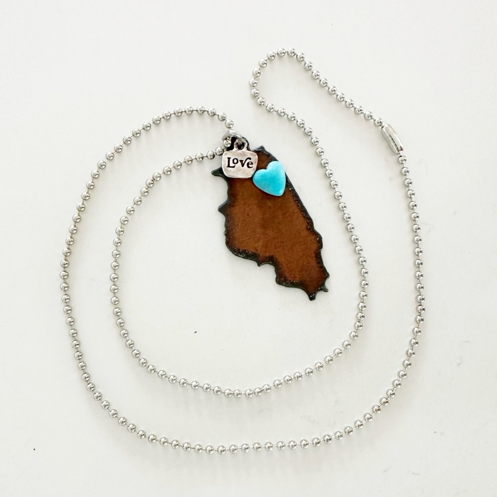 Chicago Illinois lovers artisan necklace 4” drop chain - Picture 3 of 7
